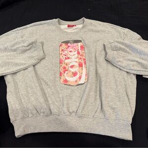 Gray Sweatshirt w/ Floral DIET Coke Can Design in pink! Cute comfy & oh so cool